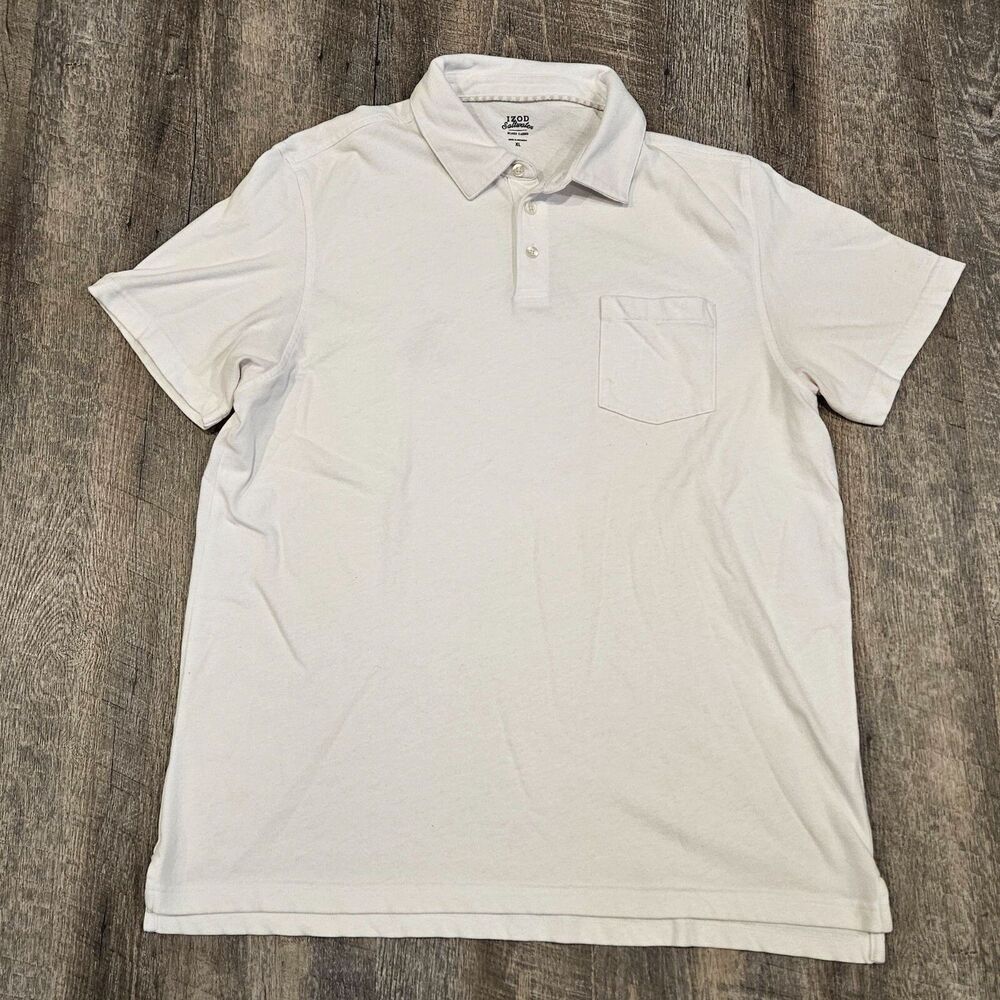 IZOD Saltwater Relaxed Classics White Men's Polo Shirt Short Sleeve Size XL Soft